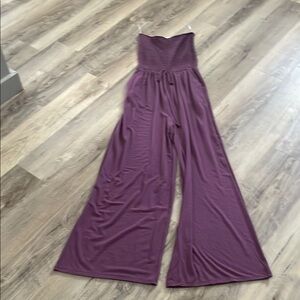 Zenana Elegant Purple Strapless Jumpsuit